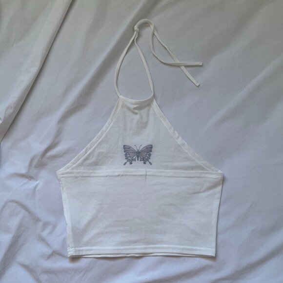 Pink Butterfly Tie Back Halter Top - Picture 2 of 2